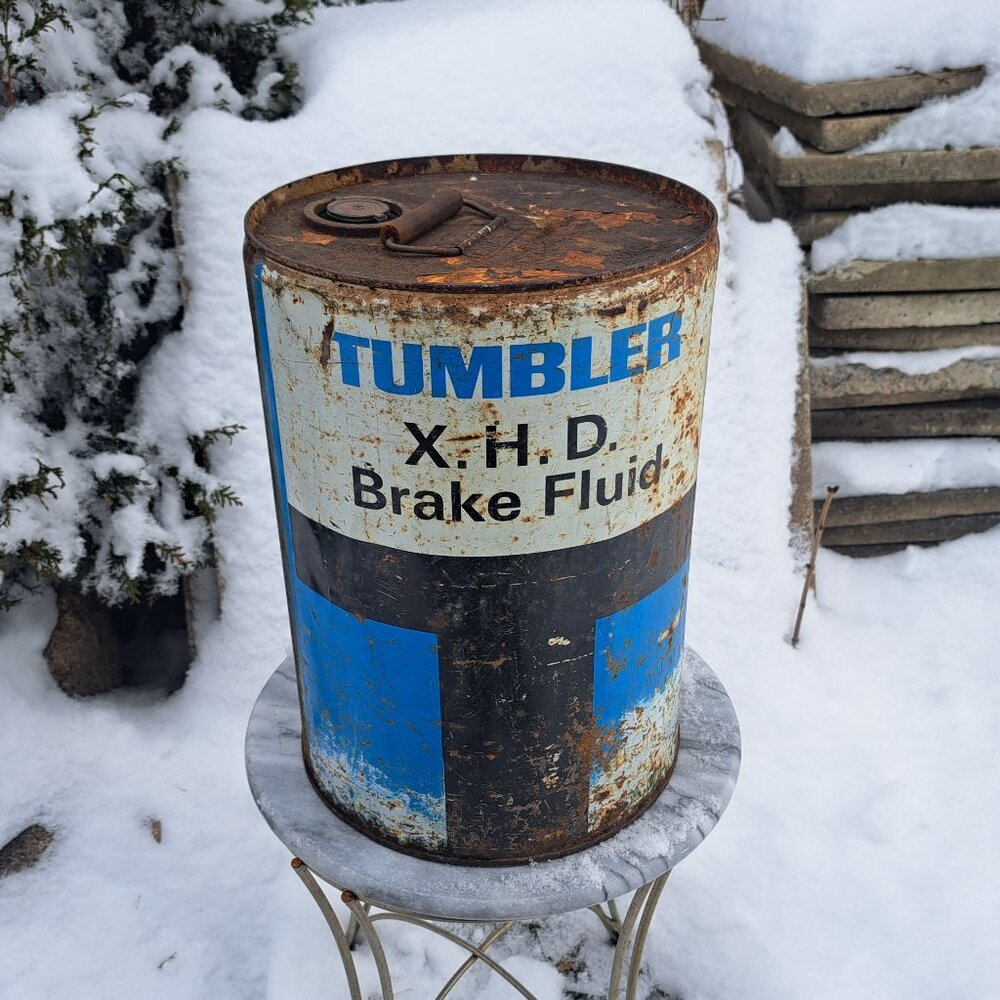 Vintage Tumbler X.H.D. Brake Fluid 5 Gallon Can